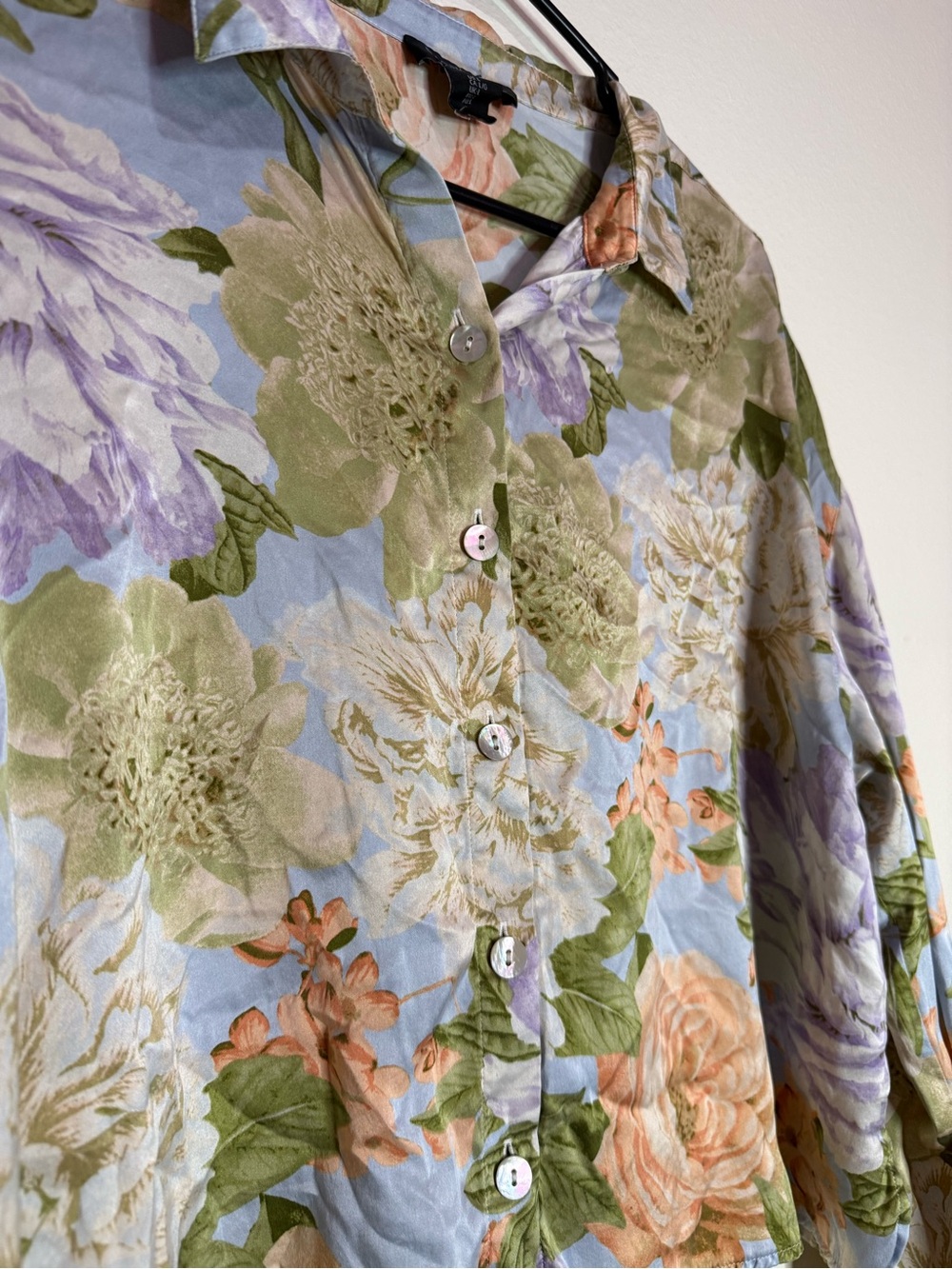 RACHEL ZOE 100% Silk Floral Button Down Long Sleeve Sz L - Picture 3 of 7